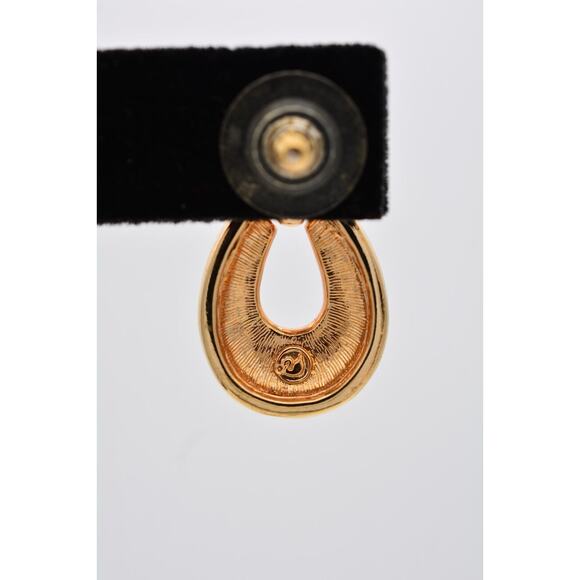 Swarovski Vintage Crystal Earrings Door Knockers Gold Swan Signed 1990s BinAZ - Picture 9 of 12